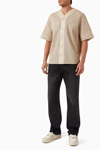 MA Baseball Shirt in Perforated Leather