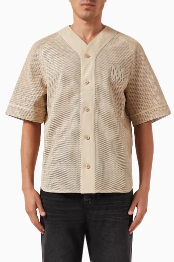 MA Baseball Shirt in Perforated Leather