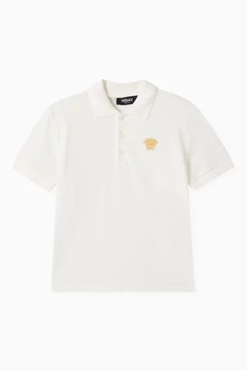 Medusa Embroidery Polo Shirt in Cotton Piqué