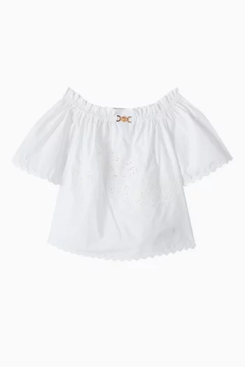 Embroidered Sangallo Top in Cotton Poplin