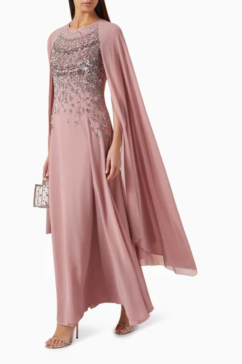 Sequin-embellished Cape Dress