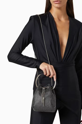 Bon Bon Crystal-embellished Bucket Bag in Mesh