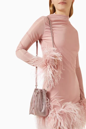 Mini Cinch Crystal-embellished Bucket Bag in Satin