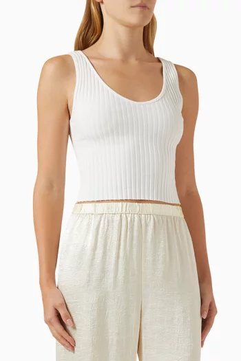 Knit Cropped Tank Top in Cotton Blend