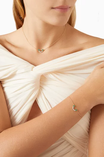 Smile Diamond and Emerald Bracelet in 18kt Yellow Gold