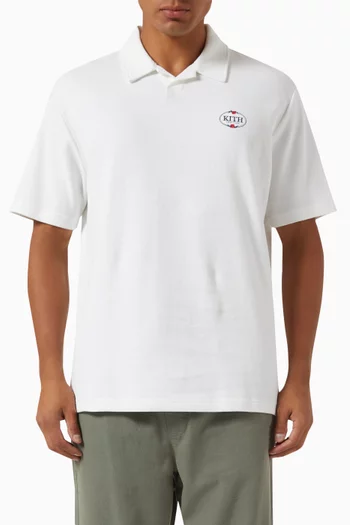 Drew Embroidered Polo Shirt in Pique