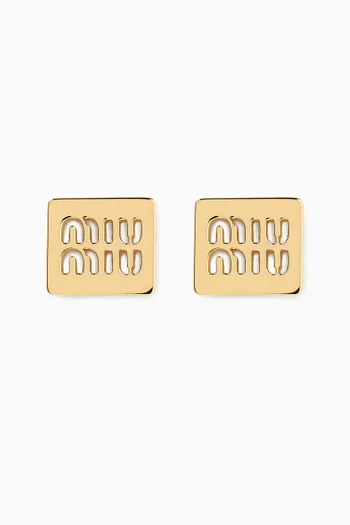 Logo Earrings in Gold-tone Metal