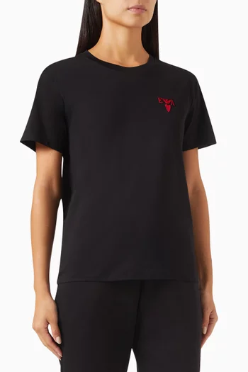 EA Heart Embroidered Logo T-shirt in Cotton