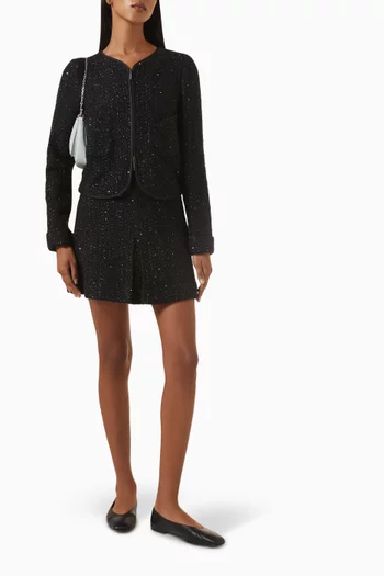 Sequin-embellished Zip-up Jacket in Lurex Tweed