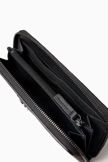 Zip-around Embossed-logo Wallet in Leather