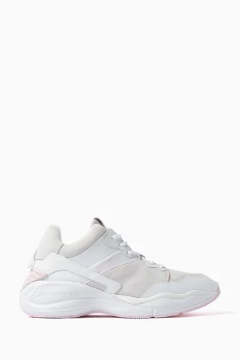 Logo Sneakers in Tumbled Leather & Suede