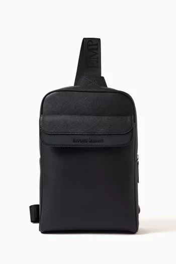 Buy Emporio Armani Blue One shoulder Backpack in Regenerated Saffiano Leather Nylon For Men Online Ounass UAE