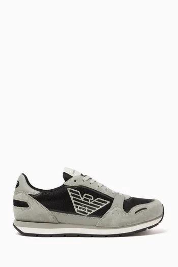 Eagle Logo Sneakers in Suede & Mesh