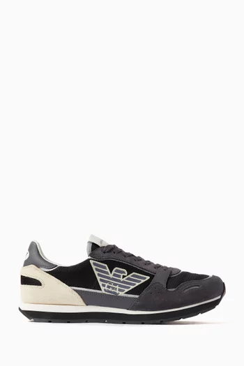 Eagle Logo Sneakers in Suede & Mesh