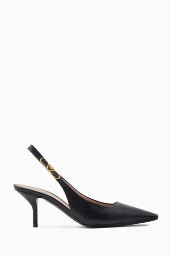 Eagle Plate Slingback Pumps in Nappa Leather