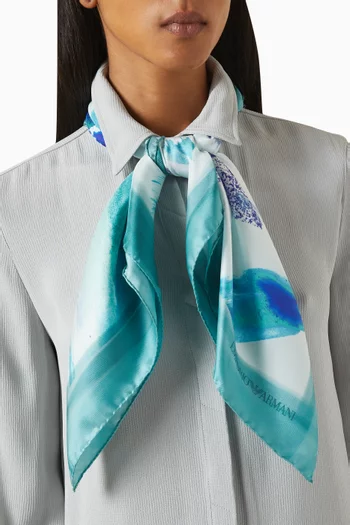 Abstract-print Scarf in Silk-foulard