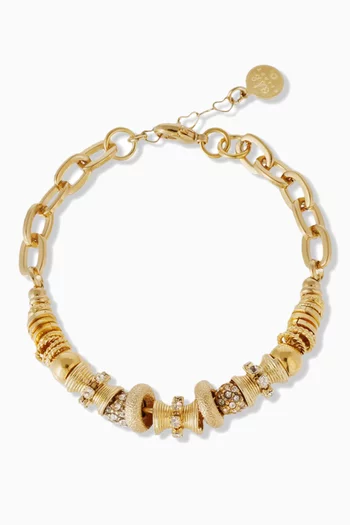 Marquiza Crystal Chain Bracelet in 24kt Gold-plated Metal