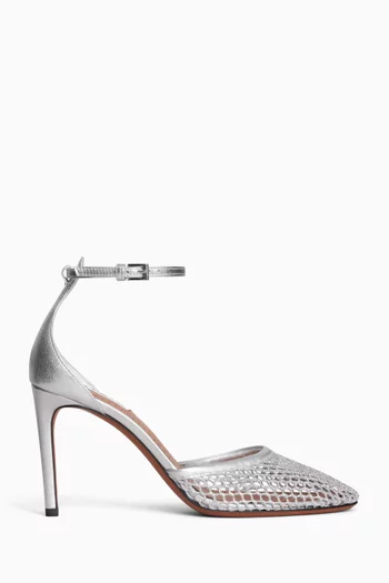 High Fishnet 90 Pumps in Leather