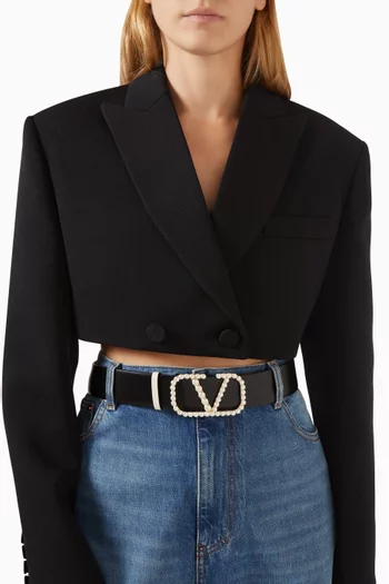Valentino Garavani VLOGO Reversible Belt in Leather, 40mm