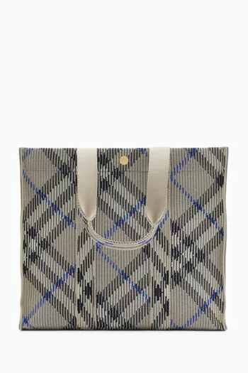 Medium Check Tote Bag in Knit