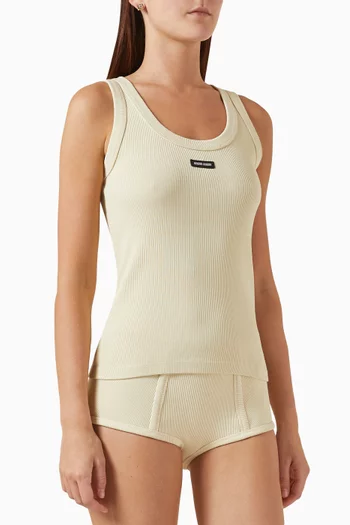 Garment-dyed Ribbed Tank Top in Cotton