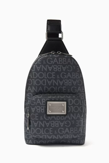 Logo Crossbody Bag in Coated Jacquard