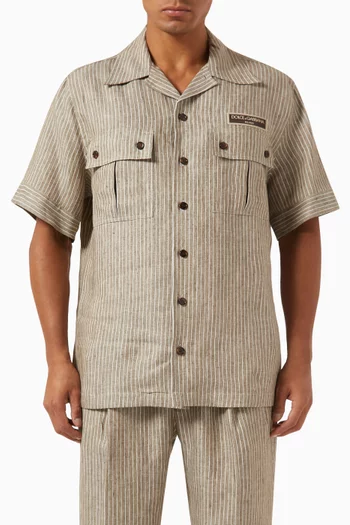 Striped Hawaiian Shirt in Linen