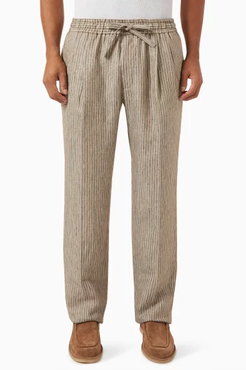 Stripe Drawstring Pants in Linen