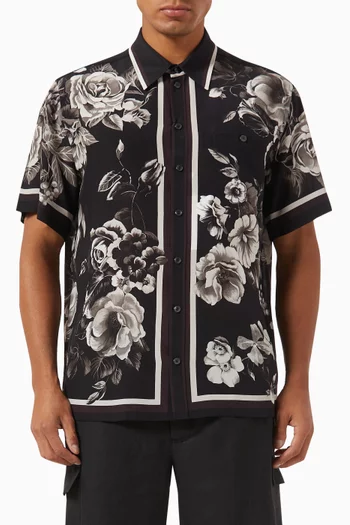 Floral-print Hawaiian Shirt in Silk
