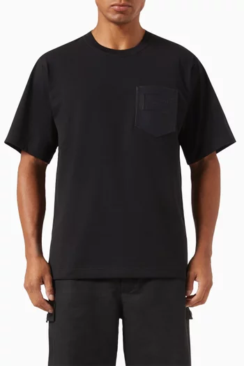 Contrast Pocket T-shirt in Cotton & Leather