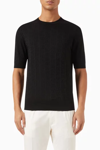 Round-neck Sweater in Silk Jacquard