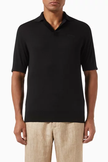 Signature Logo Embroidered Polo Shirt in Silk Knit