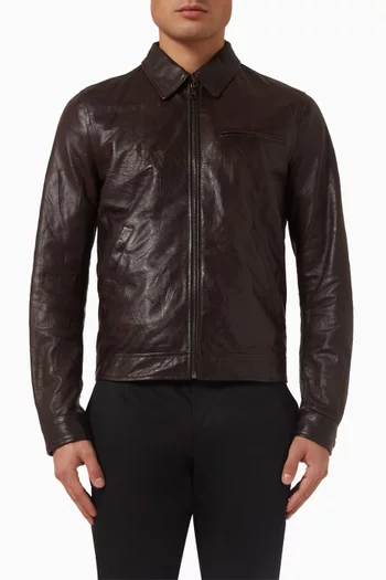 Zip-up Jacket in Leather