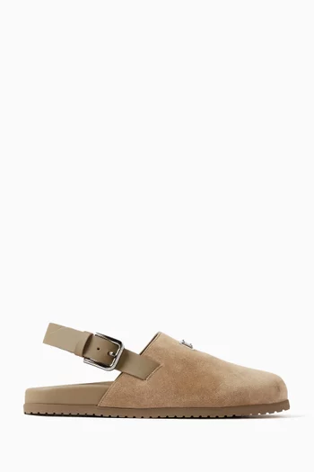 Logo Tag Mule Slides in Suede