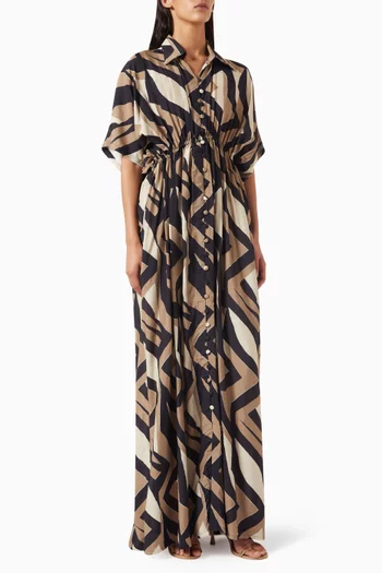 Pattern Kaftan Dress in Cotton-silk
