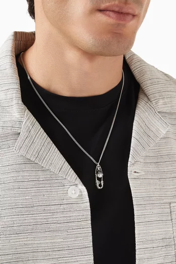 قلادة بدلاية على شكل دبوس مرصعة بلؤلؤ فضة إسترلينية