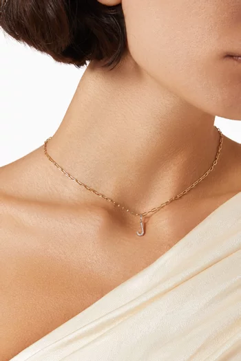 Arabic Single Initial Charm 'L' in Diamonds and 18kt White Gold
