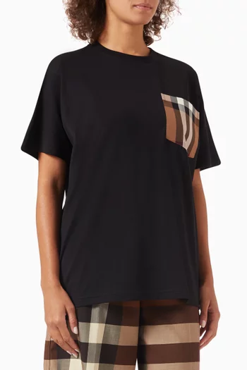 Check-trim T-shirt in Cotton