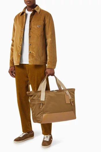 Logo Duffle Bag in Re-Nylon & Leather