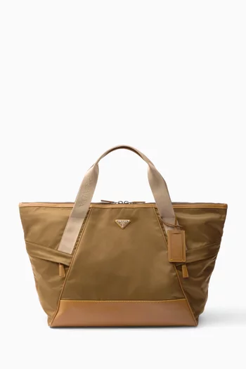 Logo Duffle Bag in Re-Nylon & Leather