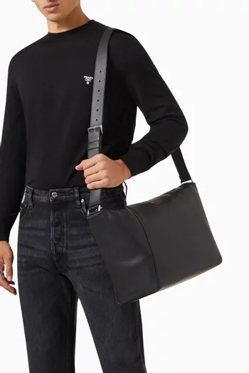 Logo Shoulder Bag in Grained Leather