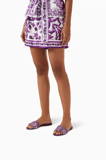 Bianca Majolica-print Slides in Jacquard
