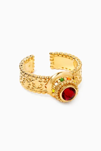 Tiki Prestige Crystal Ring in 14kt Gold-plated Metal