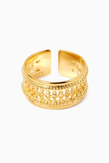 Carved Ring in 18kt Gold-plated Metal