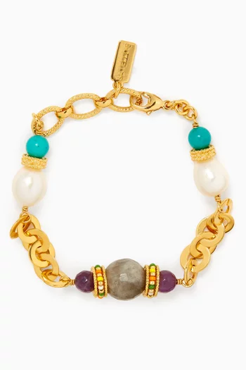 Tiki Crystal Bracelet in 18kt Gold-plated Metal