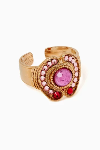 Prestige Crystal Ring in 14kt Gold-plated Metal