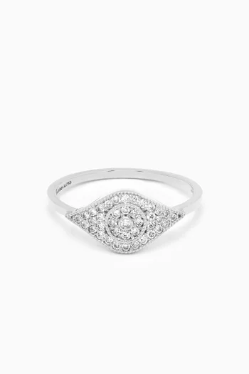 Barq Eye Diamond Ring in 18kt White Gold