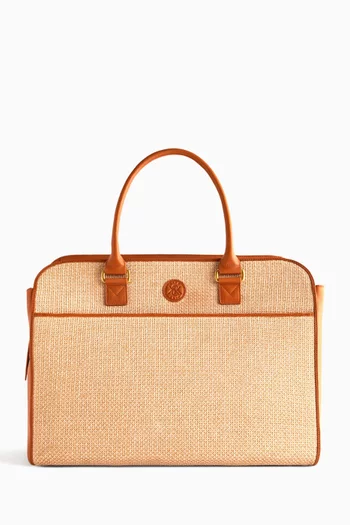 Logo Document Bag in Raffia