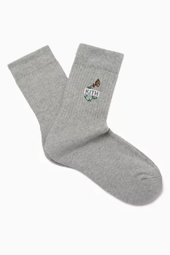 Butterfly Box Logo Mid Crew Socks