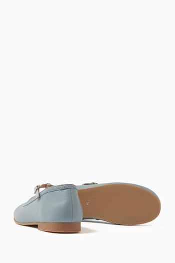 Olivia Double Strap Ballerinas in Leather